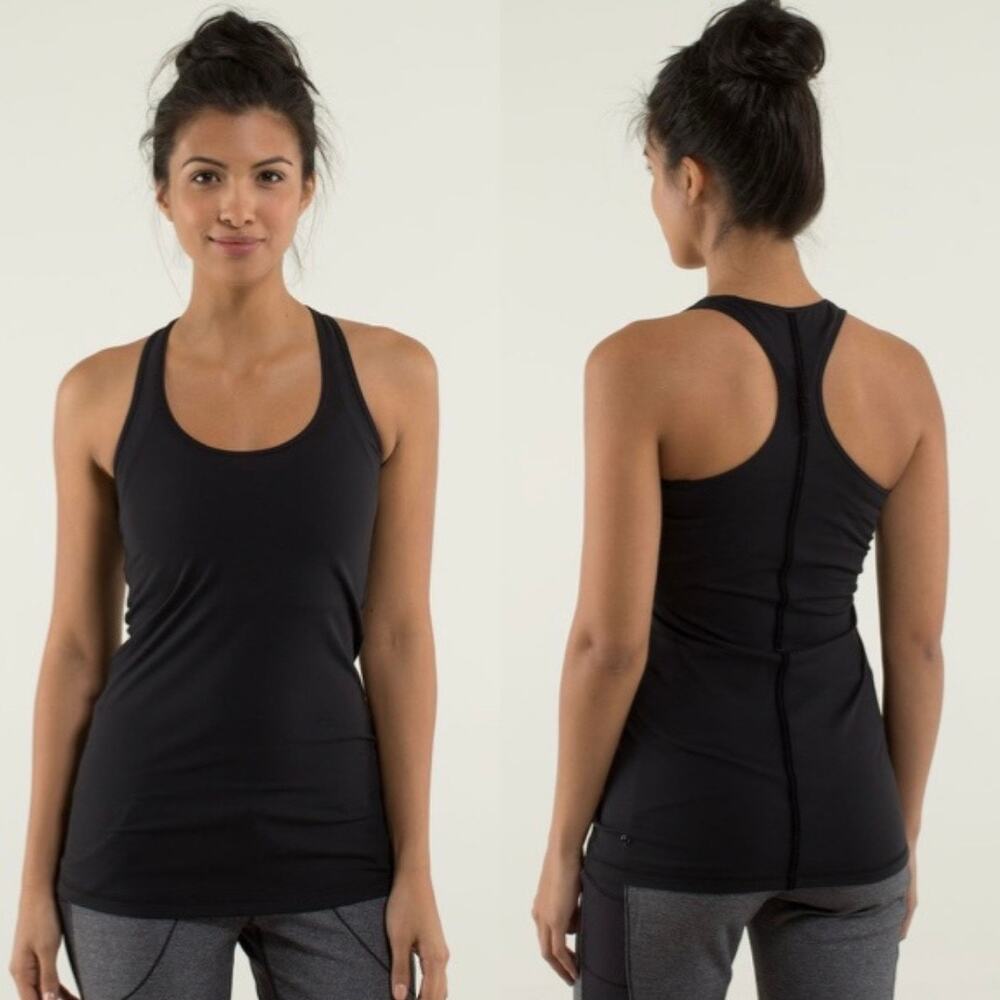 Lululemon Athletica Women's Black Racerback Bow Rare Cool Tank Size 4